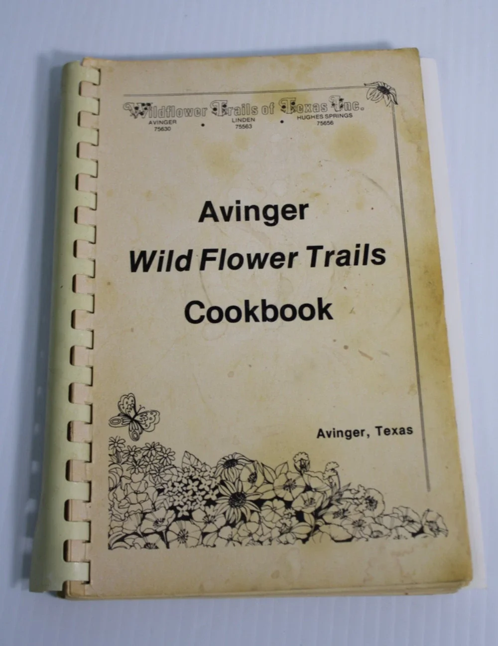Vintage Avinger Wild Flower Trails Cookbook Cass East Texas Lady Bird Johnson TX